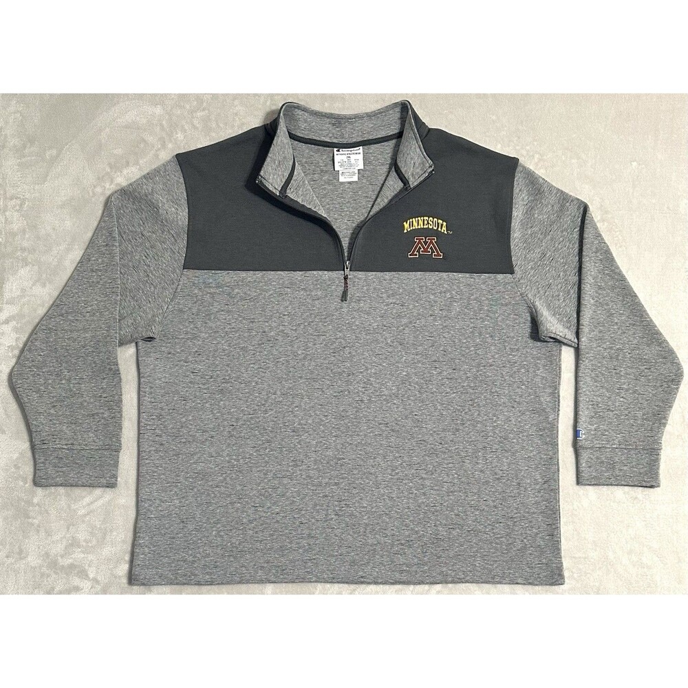 Champion Minnesota Golden Gophers NCAA 1/4 Zip Sweatshirt Sweater Men's 2XL Gray